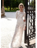Ivory Beaded Lace Wedding Dress With Detachable Sleeves